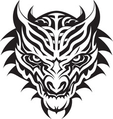 Dragon Head Art Fantasy Symbol Rendering Vector Dragon Head Symbol Frontal Dragon Head Icon