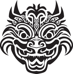 Frontal Dragon Head Icon Detailed Dragon Head Badge Dragon Head Badge Front View Emblem Concept