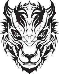 Vector Dragon Head Symbol Frontal Dragon Head Icon Front View Dragon Head Badge Mythical Design Concept