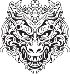 Front View Dragon Logo Legendary Symbol Dragon Head Badge Mythical Creature Design