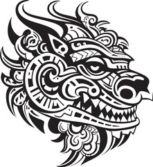 Dragon Head Badge Mythical Creature Design Fantasy Dragon Emblem Iconic Head Design