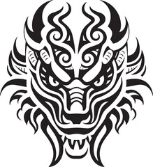 Frontal Dragon Head Badge Fantasy Design Dragon Head Art Iconic Emblem