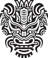 Dragon Head Art Iconic Emblem Fantasy Creature Logo Front View Symbol