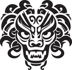 Front View Dragon Emblem Fantasy Symbol Dragon Head Badge Vector Head Design