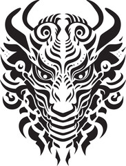 Vector Dragon Head Symbol Mythical Art Front View Dragon Head Badge Legendary Graphic