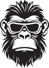 Fototapeta premium Cartoon Monkey Icon Funky Symbol Funky Ape Badge Character Illustration