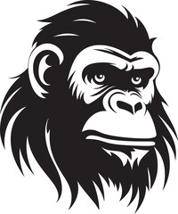 Ape Head Emblem Vector Graphic Design Funky Monkey Logo Cartoon Illustration