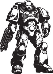 Futuristic Soldier Emblem Military Design Robot Army Man Badge Futuristic Weapon Symbol