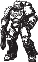 War Machine Soldier Logo Futuristic Illustration Robot Army Man Icon Vector Graphic Design