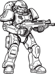 Robot Army Man Icon Vector Graphic Design Futuristic Battle Robot Badge Cybernetic Soldier