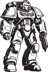 Army Cyborg Badge Vector Graphic Design Futuristic Battle Robot Logo Cybernetic Soldier