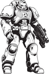 Futuristic Battle Robot Logo Cybernetic Soldier Military Cyborg Emblem Futuristic Illustration