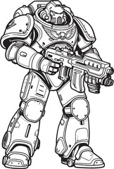 Army Man Robot Icon Robot Soldier with Weapon Design Futuristic War Robot Badge Army Man Illustration