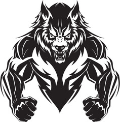 Obraz premium Growling Wolf Icon Vector Illustration Arctic Wolf Badge Predator Symbol