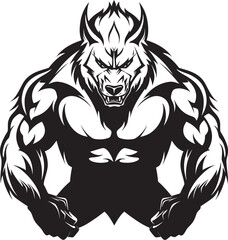 Giant Alpha Wolf Badge Vector Illustration Predatory Beast Symbol Iconic Design Graphic