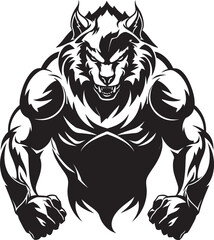 Fototapeta premium Giant Alpha Wolf Emblem Predatory Logo Predatory Beast Badge Vector Illustration