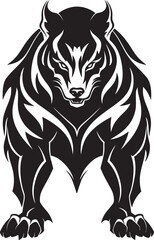 Fearless Alpha Wolf Symbol Vector Illustration Predatory Wolf Design Iconic Graphic