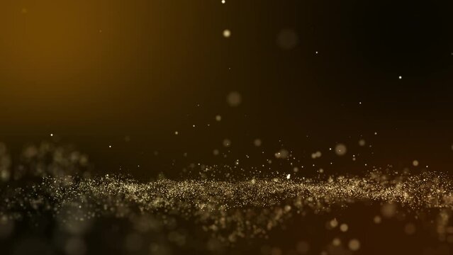 Glitter light gold particles abstract background flickering particles with bokeh effect. 60 FPS