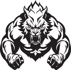 Obraz premium Predatory Wolf Badge Vector Icon Giant Spirit Wolf Symbol Predatory Design