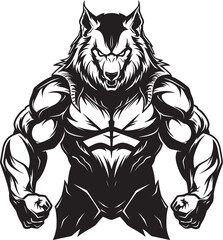 Giant Alpha Wolf Badge Vector Illustration Predatory Beast Symbol Iconic Design Graphic