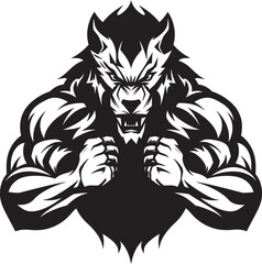 Predatory Wolf Symbol Iconic Design Ancient Guardian Wolf Leader Vector Illustration