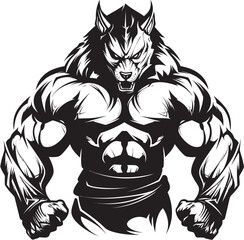 Obraz premium Ancient Guardian Wolf Badge Vector Icon Alpha Predator Wolf Design Vector Illustration