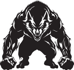 Legendary Alpha Wolf Badge Predatory Emblem Predatory Alpha Wolf Icon Vector Illustration