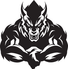 Massive Wolf Emblem Vector Design Predatory Beast Logo Giant Wolf Symbol