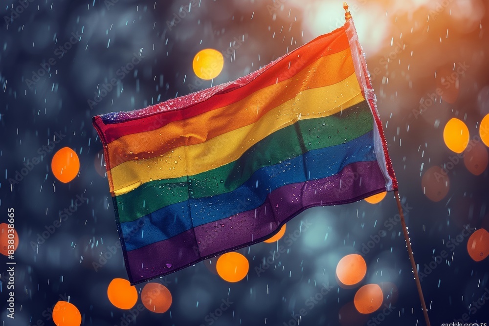 Poster vibrant rainbow colors cascading down a textured surface, symbolizing a continuous flow of diversity