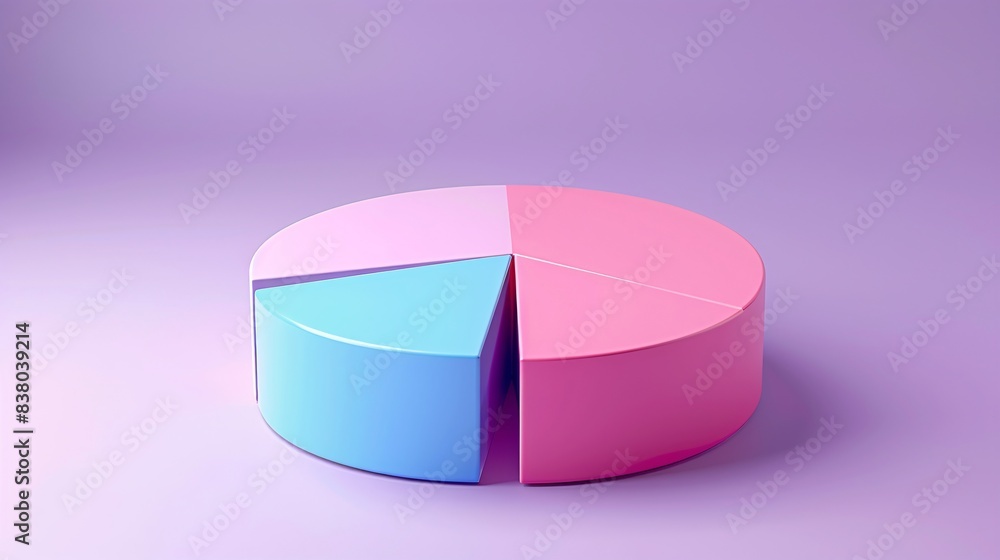 Aufkleber colorful 3d pie chart graphic with blue and pink segments on a purple background, representing data 
