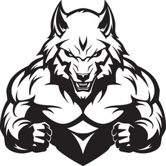 Ghostly Alpha Wolf Icon Vector Illustration Night Guardian Wolf Badge Predator Symbol