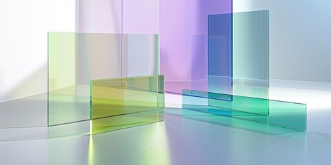 Colorful Glass Blocks with Light Reflections