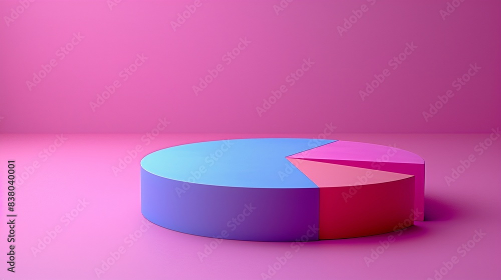 Aufkleber colorful 3d pie chart on a vibrant pink background, representing data visualization and statistical 