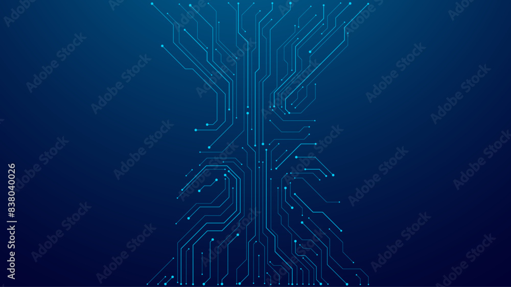 Aufkleber Abstract digital background with circuit line elements in technology blue. Circuit board vector illustration. Tech network bg. Futuristic technology background. AI chip and Electronics concept. 