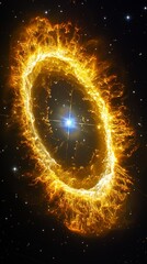 Fototapeta premium A bright yellow fire with a star in the center