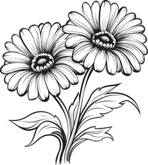 Stylish Blossom Gerbera Flower Art Elegant Gerbera Radiant Icon Design