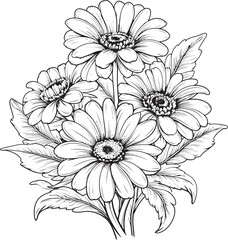 Radiant Grace Gerbera Icon Graphic Blooming Wonder Gerbera Vector Logo