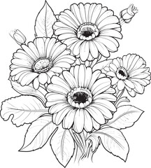 Stylish Bloom Gerbera Vector Logo Elegant Flower Gerbera Design