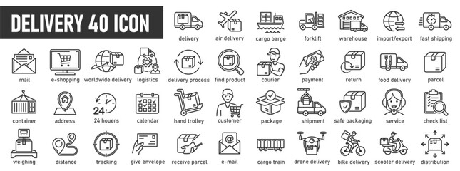 Delivery, shipping and logistics line web icon
