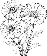 Blossom Brilliance Beautiful Gerbera Icon Art Colorful Elegance Gerbera Flower Vector Design