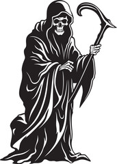 Quirky Grim Reaper Cute Doodle Logo Charming Reaper Playful Vector Icon