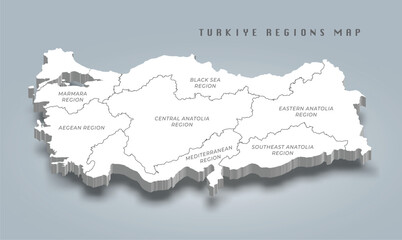 Turkey regions 3d isometric map