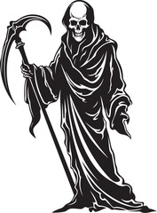 Friendly Reaper Fun Doodle Design Jolly Grim Reaper Cute Vector Art