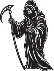 Playful Grim Reaper Cute Doodle Icon Friendly Reaper Whimsical Vector Design
