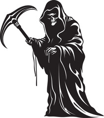 Bright Grim Reaper Whimsical Icon Adorable Reaper Playful Cartoon Logo