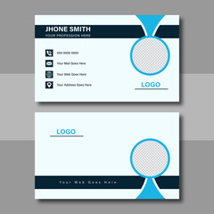 Clean Corporate Business Card Layout with blue color. Modern unique creative business card. Business card for business and personal use. Vector illustration design, Print ready,