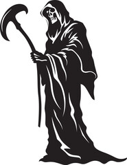Smiling Reaper Cute Doodle Design Charming Grim Reaper Whimsical Vector