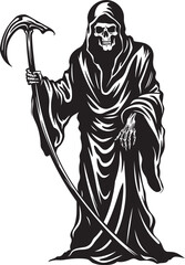 Sweet Reaper Fun Cartoon Vector Lively Grim Reaper Whimsical Logo