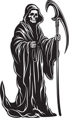 Cheerful Reaper Fun Cartoon Logo Playful Grim Reaper Cute Doodle Icon