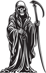 Amusing Reaper Cute Vector Logo Playful Cartoon Reaper Doodle Icon